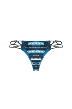 Thaikila Azul Reversible Triangle Top And Side Tie Brazilian Bikini Bottom W/ Shell Accents Swimwear Swimsuit Set -Fashionable Swimwear thaikila apparel accessories clothing swimwear print medium thaikila azul reversible triangle top and side tie brazilian bikini bottom w shell accents swimwear swimsuit set 2801702407