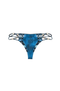 Thaikila Azul Reversible Triangle Top And Side Tie Brazilian Bikini Bottom W/ Shell Accents Swimwear Swimsuit Set -Fashionable Swimwear thaikila apparel accessories clothing swimwear print medium thaikila azul reversible triangle top and side tie brazilian bikini bottom w shell accents swimwear swimsuit set 2801702446