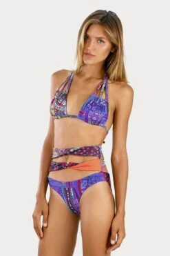 Thaikila Phrompong Reversible Print Triangle Top And High Waist Brazilian Bottom Bikini Swimwear Swimsuit Set