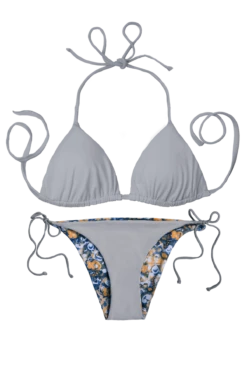 Thaikila Brocade Reversible Triangle Top And Side Tie Brazilian Bottom Bikini Swimwear Swimsuit Set -Fashionable Swimwear thaikila apparel accessories clothing swimwear print one size thaikila brocade reversible triangle top and side tie brazilian bottom bikini swimwear swimsuit set 28017025876066